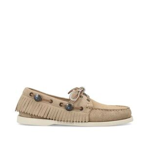 Sebago Tan Moccasins with Fringe Detail